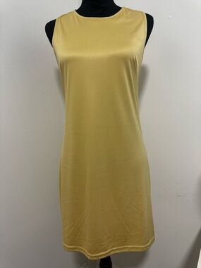 Vintage 90th FIURETTI (MadeinUSA) Sleeveless Yellow Shift Dress size Large